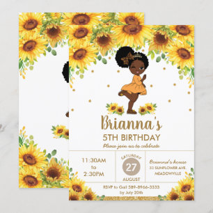 Solroscute African American Girl Birthday Inbjudningar