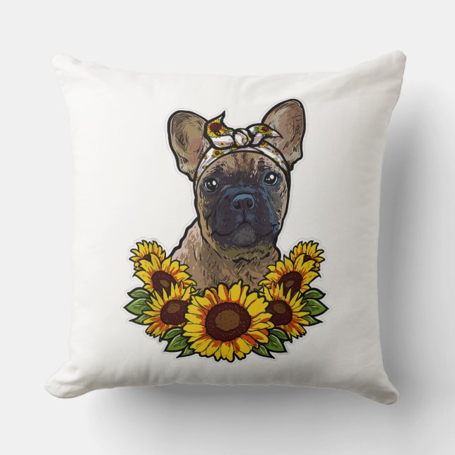 Solrosdecor fenchie för Hund älskare Mamma Hund Pa Kudde (Framsida)