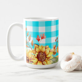 Solrosdesign och blå Mönster-kontrollerad Kaffemugg