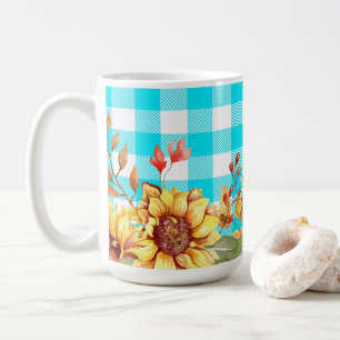 Solrosdesign och blå Mönster-kontrollerad Kaffemugg