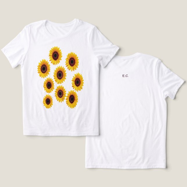 Solrosdesign T Shirt (Design fram och bak)