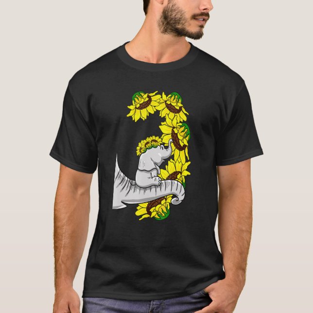 Solrosdjur Mor och Unge Elephant Tusker Animal T Shirt (Framsida)