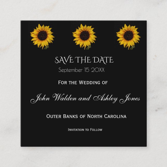 Solrosdroppar Allt I Ett Bröllopsinbjudan Tilläggskort (Framsida)