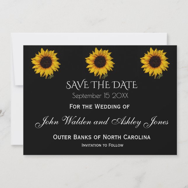 Solrosdroppar Spara datum-kort Datumet (Framsida)