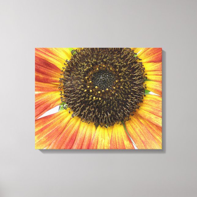 Solrosduk tryckt på canvas i orange (Framsida)
