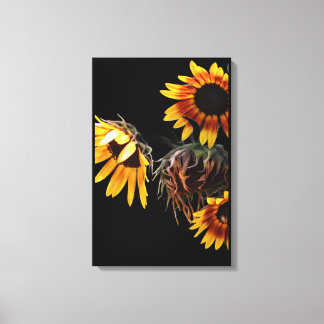 Solrosduktryck på sträckt canvas
