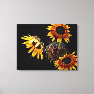 Solrosduktryck på sträckt canvas