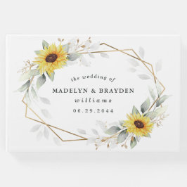 SolrosElegant Rustic Geometric Guld Bröllop Gästböcker