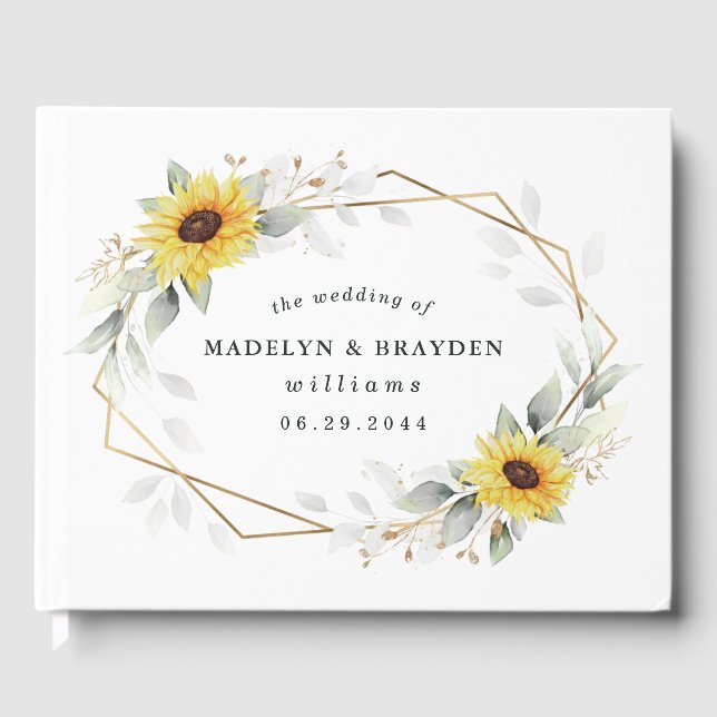 SolrosElegant Rustic Geometric Guld Bröllop Gästböcker (Framsida)