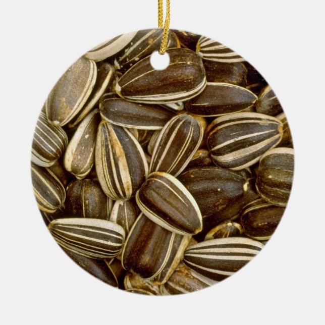 Solrosen kärnar ur vitblommor julgransprydnad keramik (Framsidan)