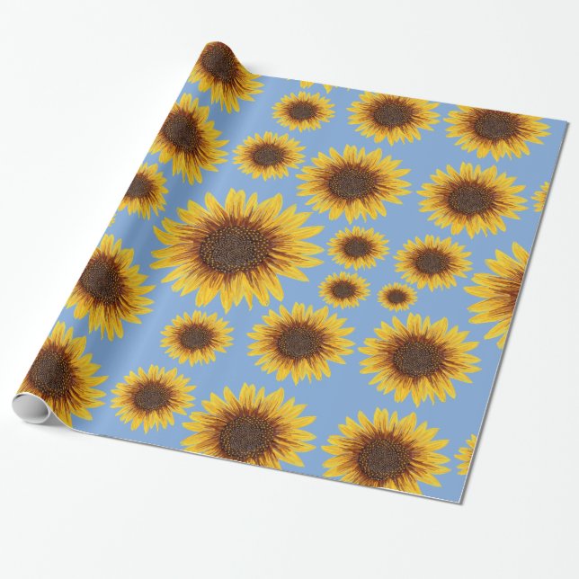 Solrosen regnar presentpapper (Utrullad)