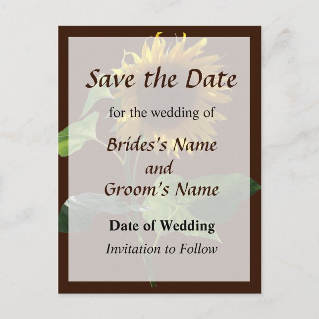 Solrosen tittar ner Spara datumet Meddelande Vykort (Framsida)