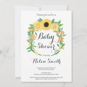 Solroser Baby Shower Inbjudan