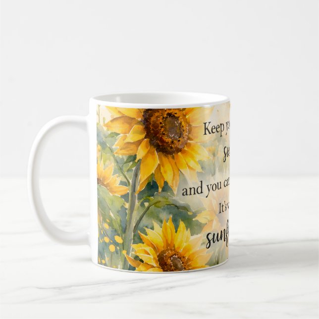 Solrosfält – Akvarell Solros Kaffemugg (Vänster)