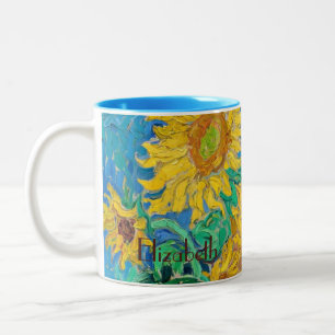 Solrosfält Röd Orange Gul Blå Van Gogh Två-Tonad Mugg