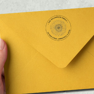 Solrosfamiljen Namn Round Returadress Självfärgande Stämpel