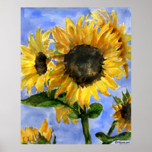 Solrosfärg 01 Färgmålning Art Skriv ut Poster
