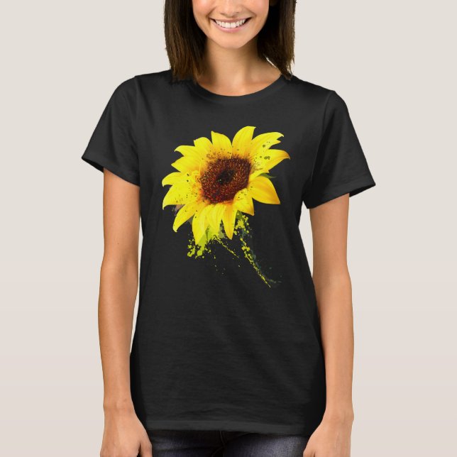 Solrosfärgad Blommigt Grafik - inspiration T Shirt (Framsida)