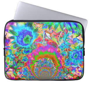 Solrosfärgad blommigt med blå abstrakt laptop sleeve