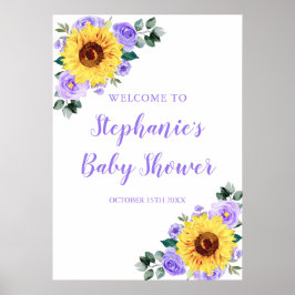 Solrosfärgad Lila Vattenfärgad Blommigt Babykläder Poster