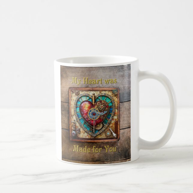 Solrosfärgat glas hjärta Steampunk-serien Kaffemugg (Höger)