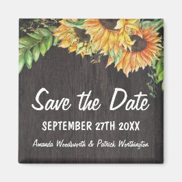 Solrosfärgen Rustic Land Spara datumet Magnet