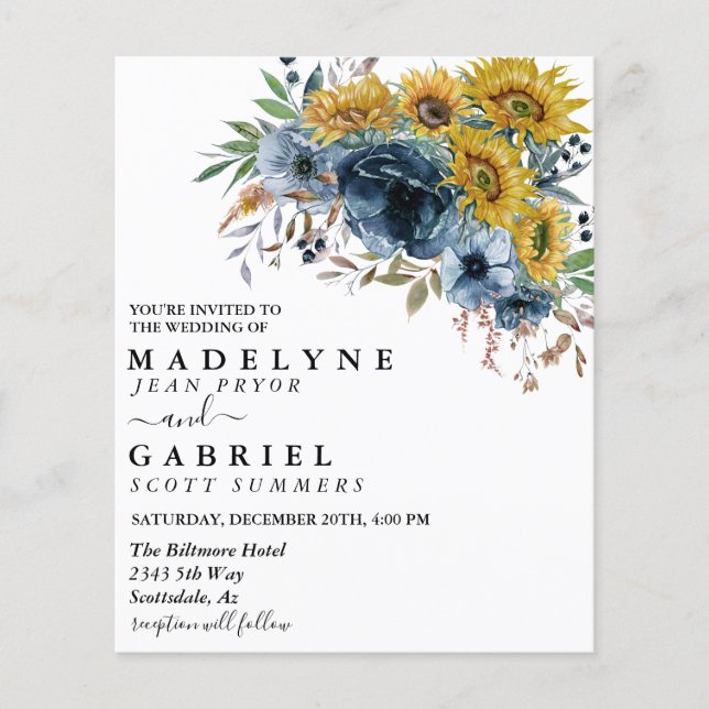 Solrosfärgsblått Blommigt, Elegant (Framsida)