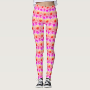 SolrosfärgsBlommigt Neon Rosa Leggings