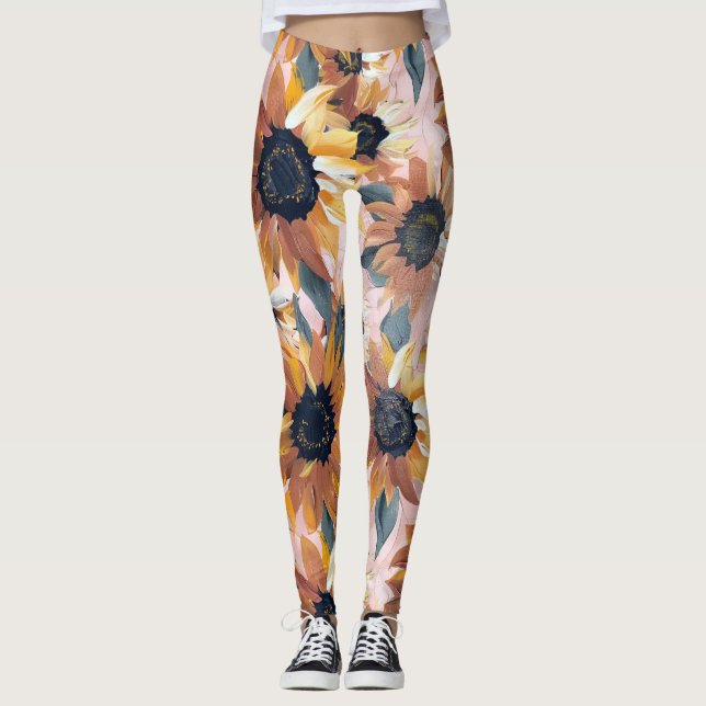Solrosfärgsdesign Leggings (Framsida)