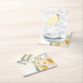 Solrosfärgsfärg, Blommigt Underlägg Papper Kvadrat