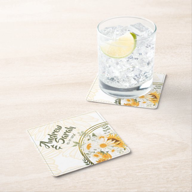 Solrosfärgsfärg, Blommigt Underlägg Papper Kvadrat (Insitu)