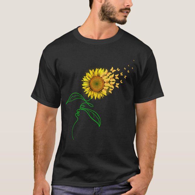 Solrosfjäril Heart Kärlek Nature Gift T Shirt (Framsida)