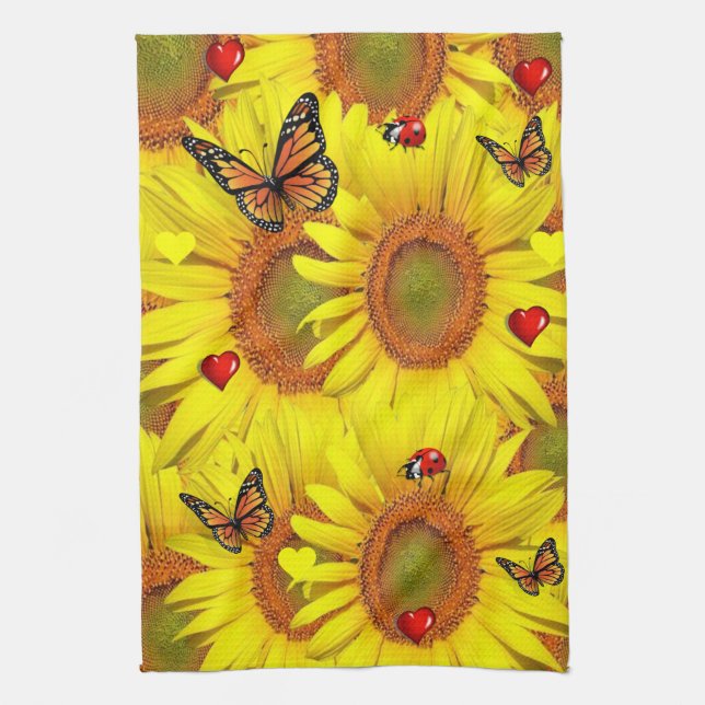 Solrosfjäril Ladybug Kitchen Towel Kökshandduk (Vertikal)