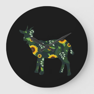 Solrosflicka Blommigt Goat Kid Hawaiian Stor Klocka