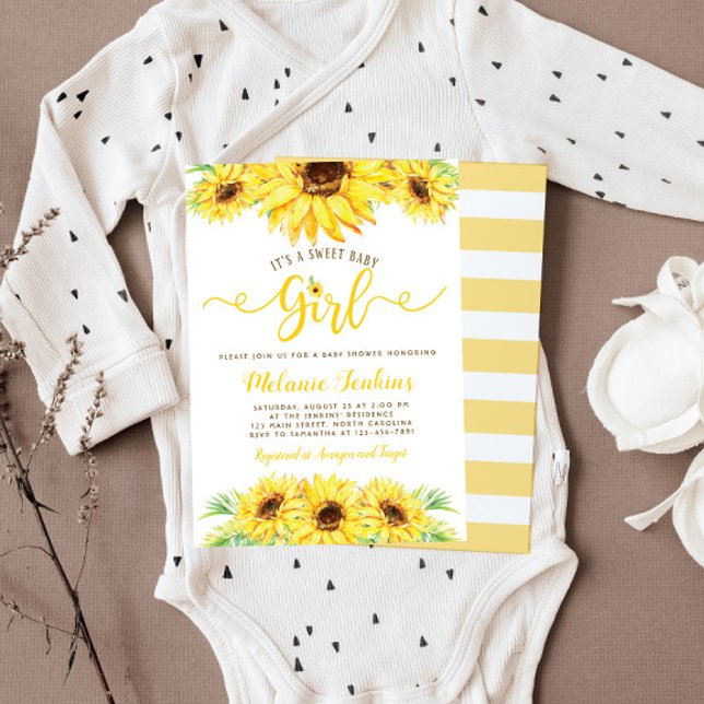 Solrosflicka Sommar Blommigt Baby Shower Inbjudningar (Skapare uppladdad)