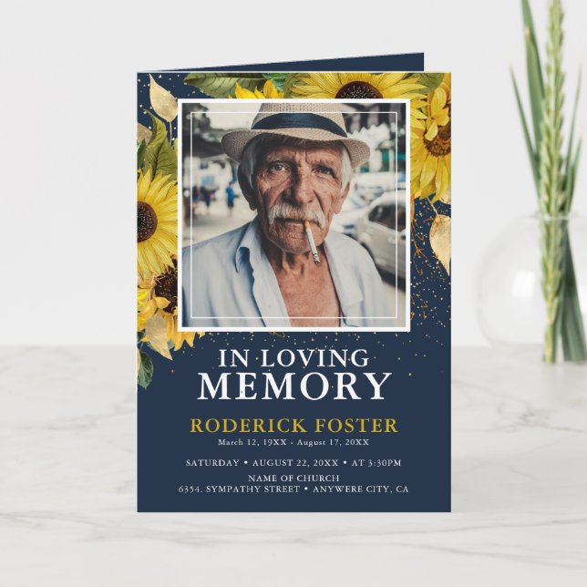 Solrosflotta och Guld Elegant-begravningsprogram Program (Framsida)