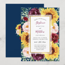 Solrosflottan Blue Guld Burgundy Blommigt Bröllop