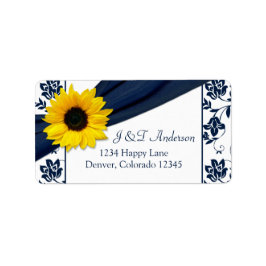 Solrosflottan Damask Wedding Return-adressetikett Adressetikett