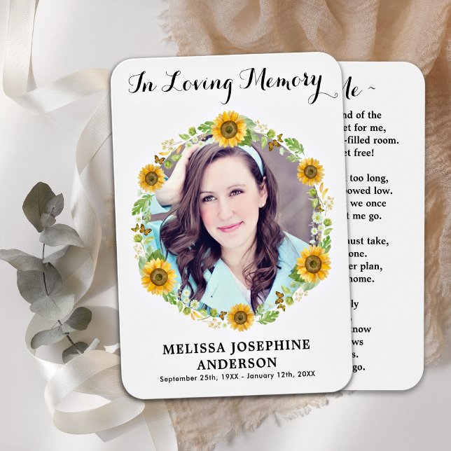 Solrosfonens fotobegravningskort visitkort (Skapare uppladdad)