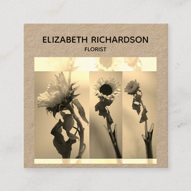 Solrosfoto Collage Artistic Craft Fyrkantigt Visitkort (Framsida)