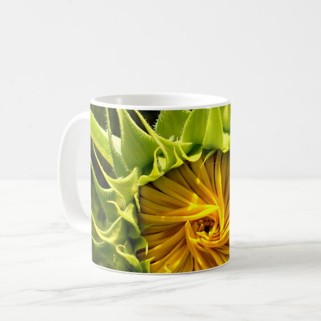 Solrosfoto för elegantens gult kaffemugg (Framsida vänster)