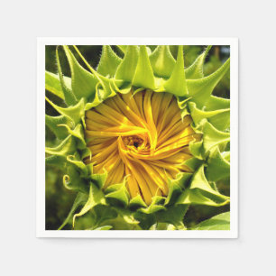 Solrosfoto för elegantens gult pappersservett