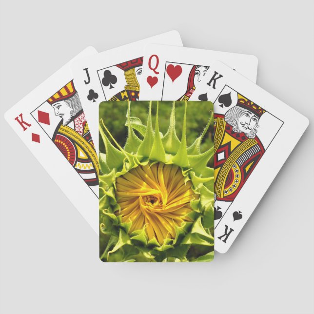 Solrosfoto för elegantens gult spel kort (Baksidan)