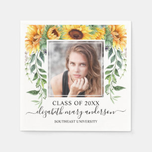 Solrosfoto-klass i Blommigt Studenten Pappersservett