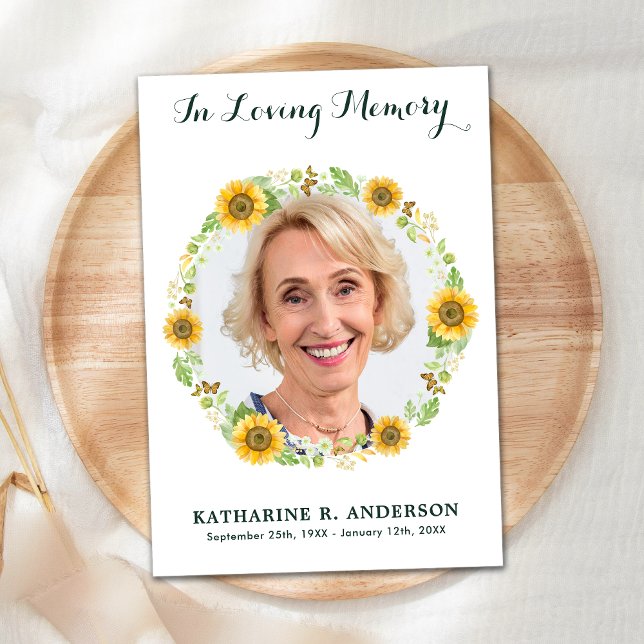 Solrosfoto-minnesmärke Funeral Sympathy Tack Kort (Skapare uppladdad)