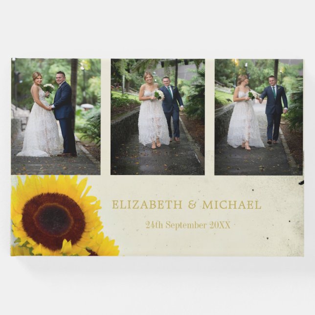 Solrosfoto Rustic Elegant bröllop Gästböcker (Framsida)