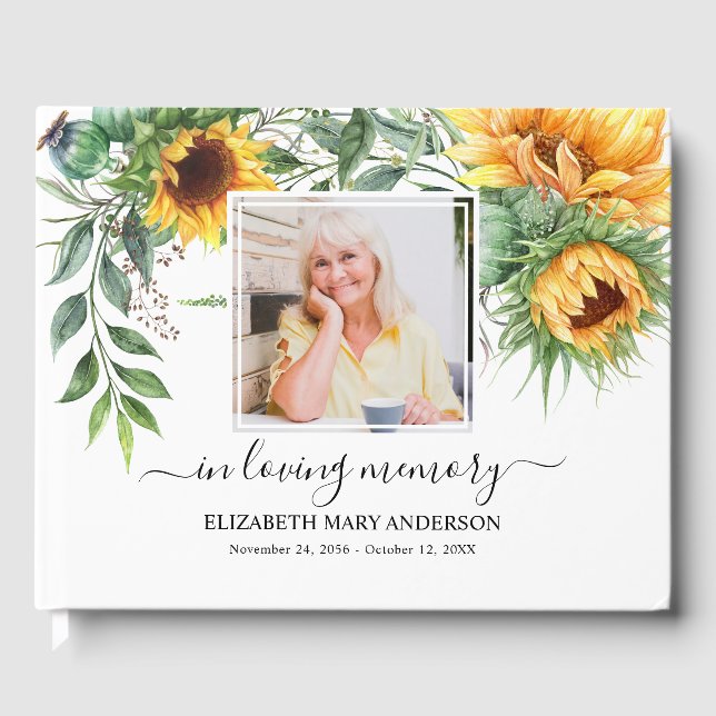 Solrosfoto Sympathy Funeral Watercolor Gästböcker (Framsida)