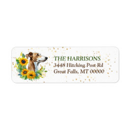 Solrosfrand Greyhound-Returadress, Hund Returadress Etikett