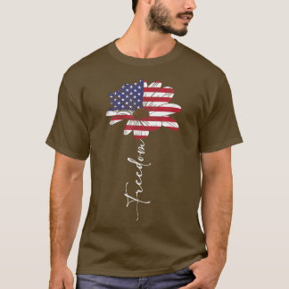 Solrosfrihet amerikansk Flagga USA 4 juli i fo T Shirt