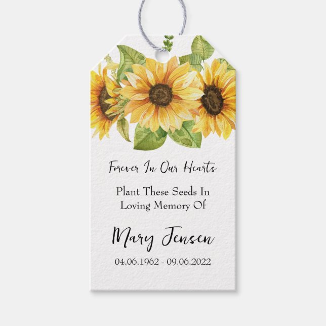 Solrosfrö, memoriaflöde presentetikett (Framsidan)